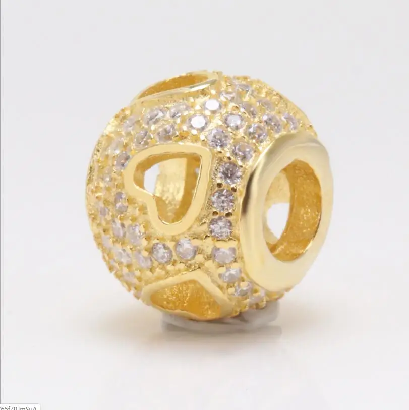 

100% 925 Sterling Silver Charm Sparkling Two Gorgeous Love Heart With Crystal Bead Fit Pan Bracelet & Bangle Necklace Jewelry