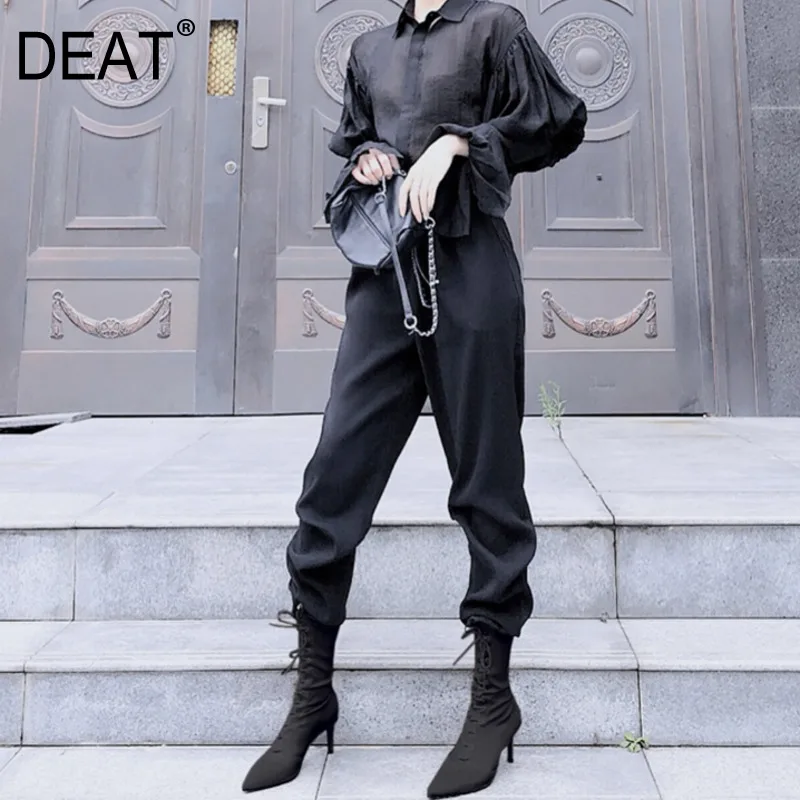 Женские Длинные эластичные брюки-карго DEAT офисные брюки с высокой талией и