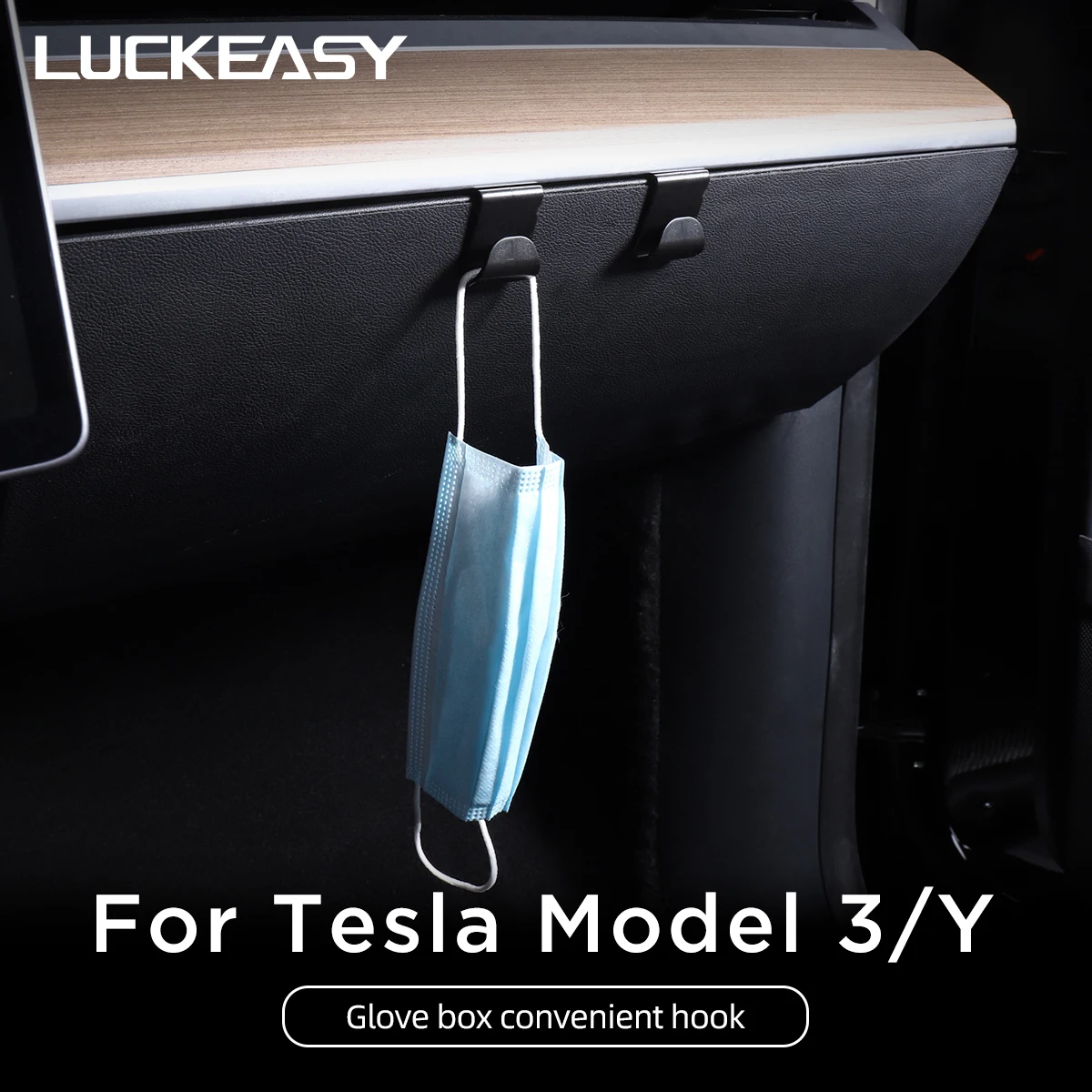 

LUCKEASY Interior Modification Functional Accessories For Tesla Model 3 Model Y 2017-2021 Car Glove Box Convenient Hook