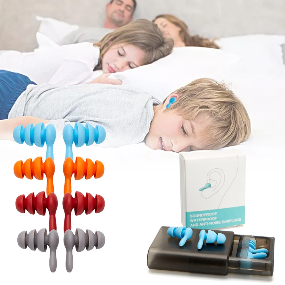 

Silicone Sleeping Ear Plugs 2 Pairs Soft Anti-Noise Earplugs Protection Noise Reduction earlugs for Travel Sleeping Swimming