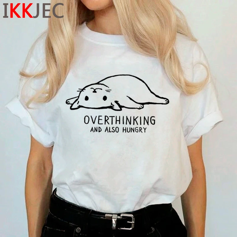 Забавная женская футболка с рисунком кота Харадзюку, Ullzang Grunge, Милая футболка, модные Графические футболки, корейский стиль, женские футболки - Цвет: 1431