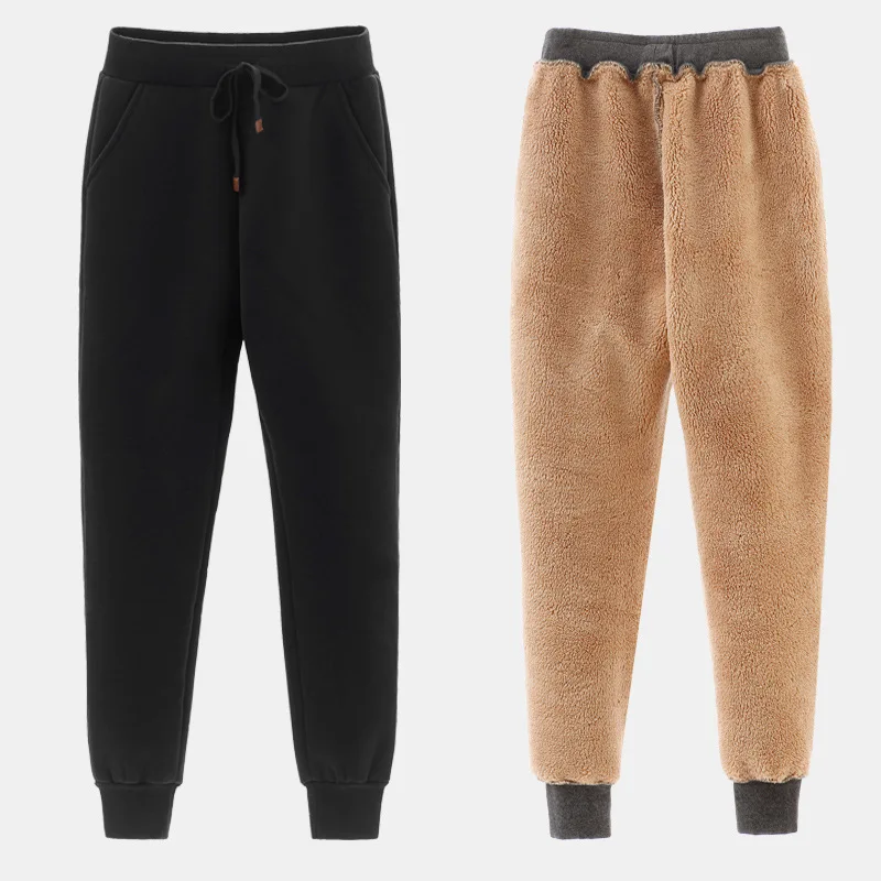 Женские брюки толстые кашемировые спортивные штаны из овечьей шерсти зимние