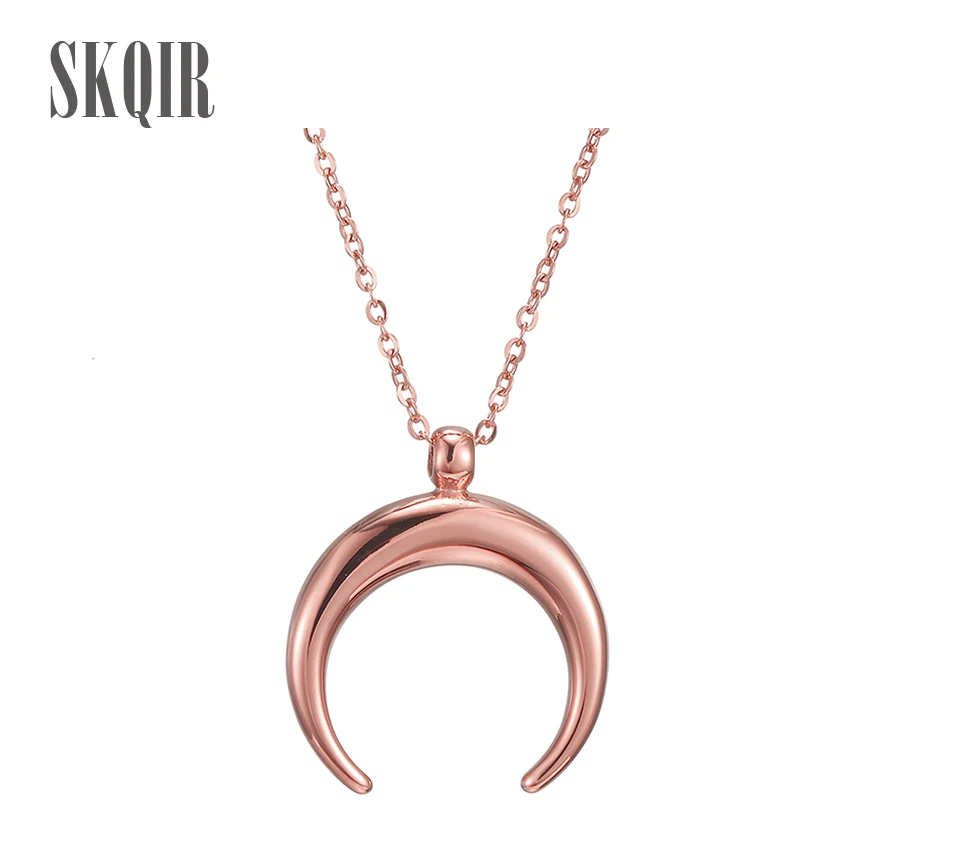 SKQIR, простой стиль, полумесяц, Nacklace, 4 цвета, нержавеющая сталь, цепочка, колье, Луна, Подвеска для женщин, лучшие друзья, подарок для девочек, ювелирное изделие