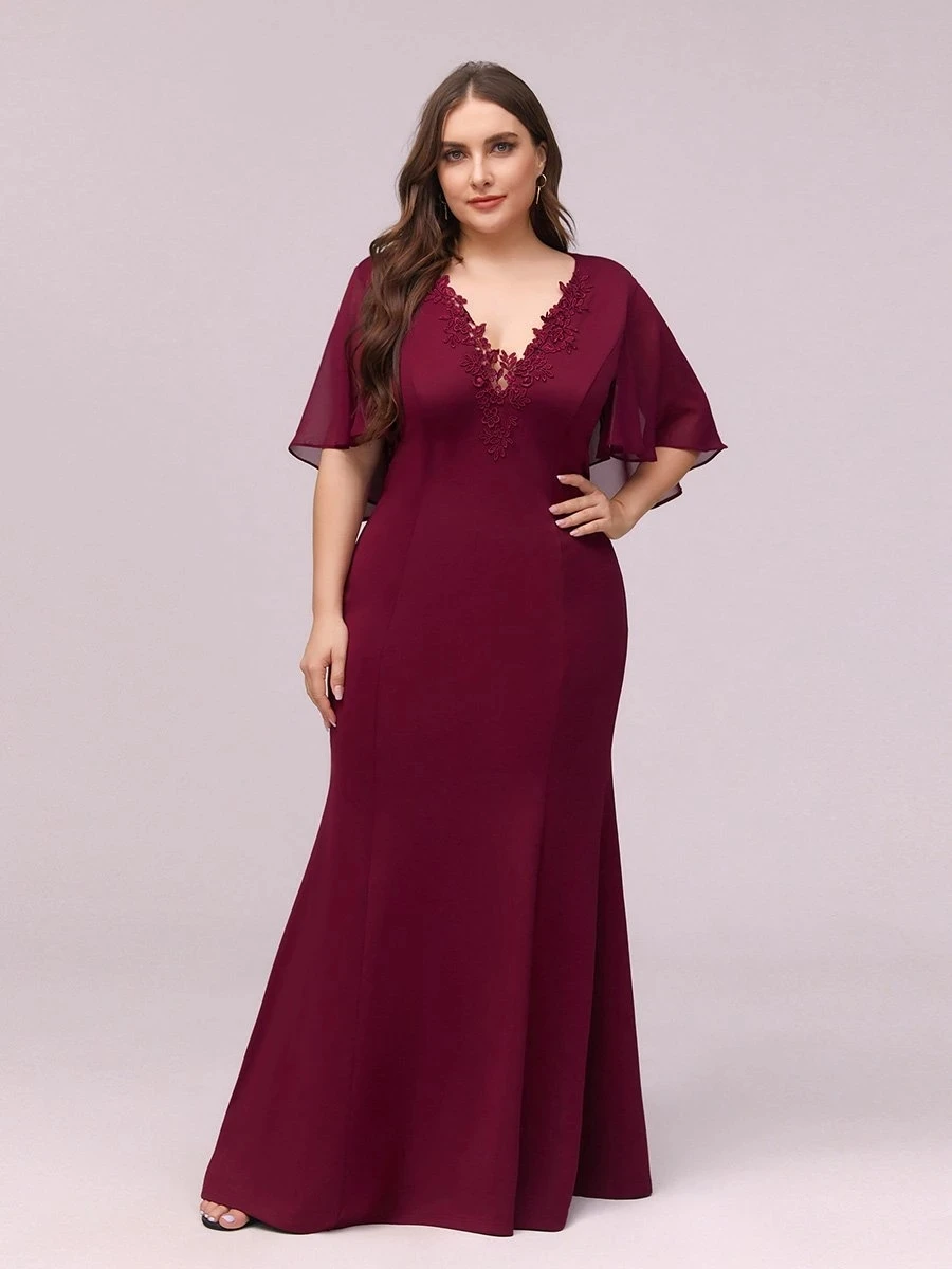 

Maxi Plus Size Deep V-neck Mermaid Evening Dresses for Women