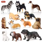 Oenux собака модели животных игрушки для детей имитация большой бульли Собака Ротвейлер мопса фигурки героев пластиковые детские игрушки