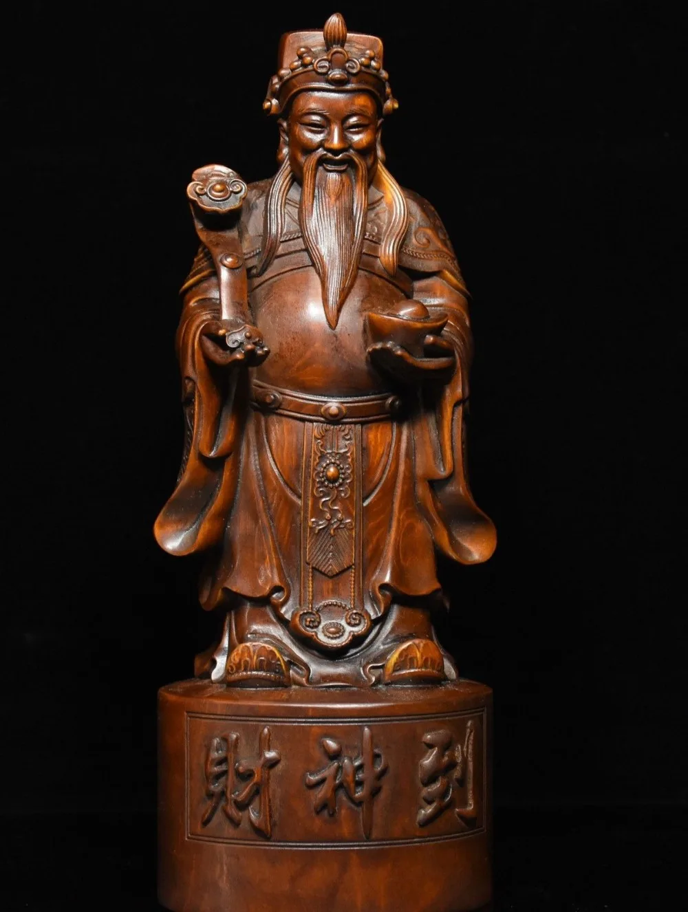 

Поделки статуя 8 "Китайский даосизм Boxwood Изысканная вырезанная 3 Бог долголетия Fu Lu Shou Статуя" жизнь"