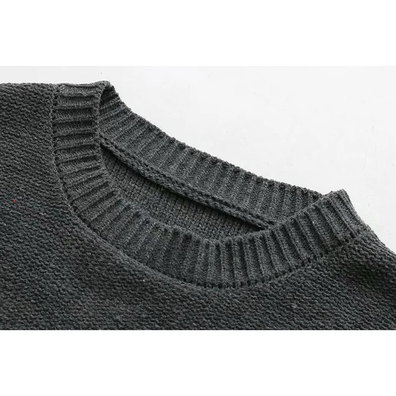 Women sweater Za 2019 casual grey tops O-neck thick embroidery long sleeve o-neck warm pink pullover | Женская одежда