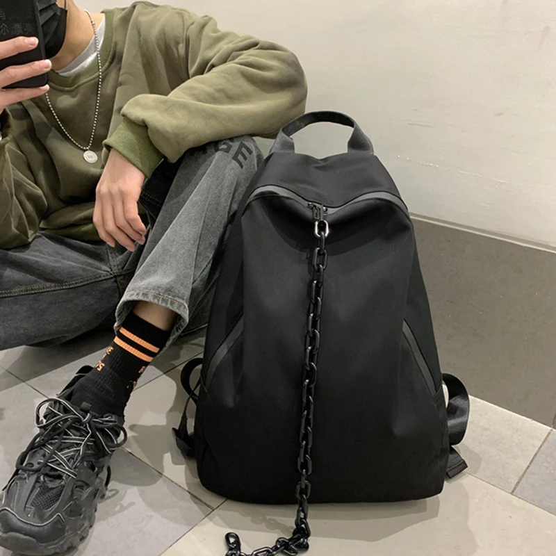 

Pure Color Men and Women Zipper Rucksack Large Size Travel Bag Laptop Backpack Leisure School Bag