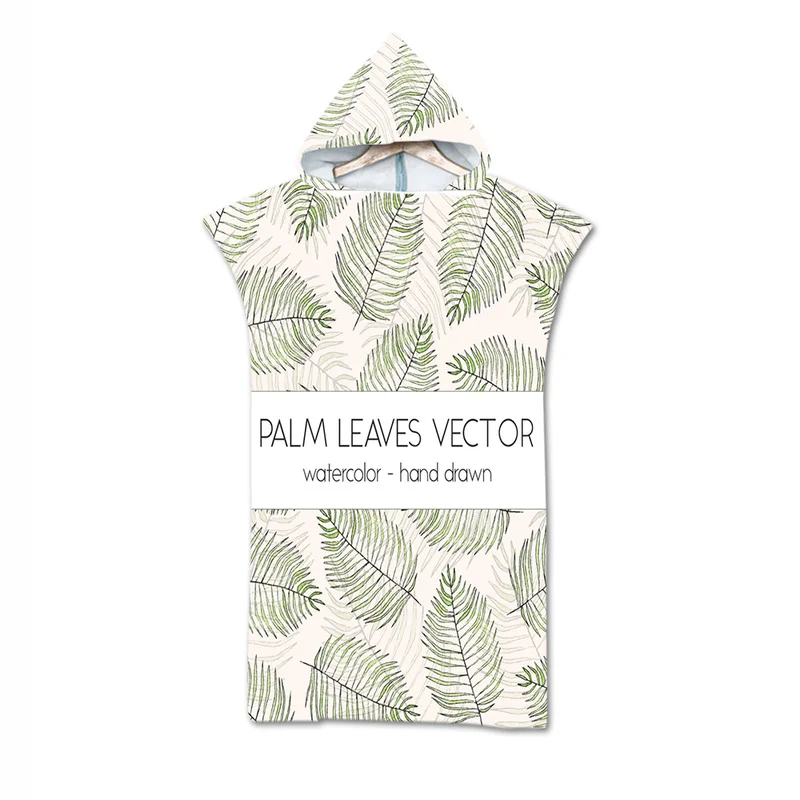 

New leaves geometry Towel Adult Microfiber Dressing Robe Hooded Bath Towel Swimming Surfing Beachwear