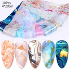 10 шт. мраморные наклейки из фольги для ногтей летний дизайн цветок бабочка позолота серии наклейки Слайдеры для ногтей DIY украшения