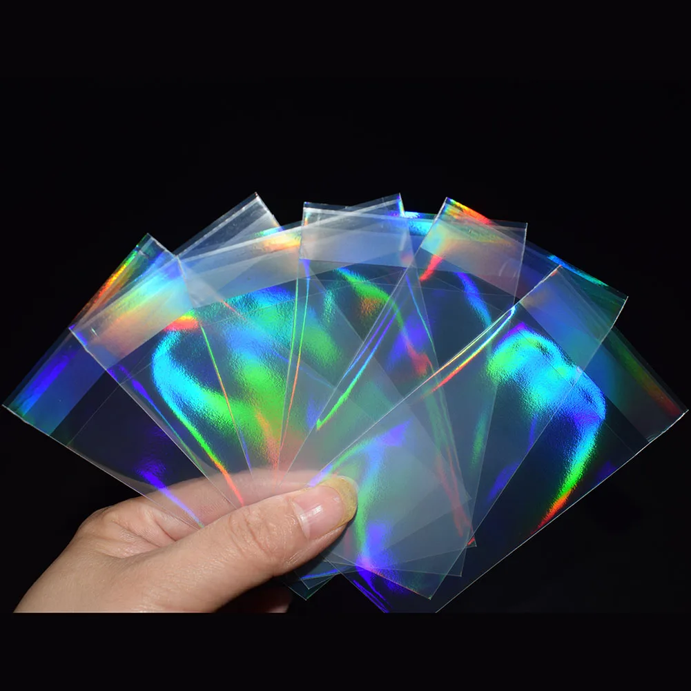 200pcs 57x87mm Rainbow Foil Transparent Laser Clear Sleeves Korea Idol Photo Holographic Protector Trading Cards Shield Cover | Спорт и
