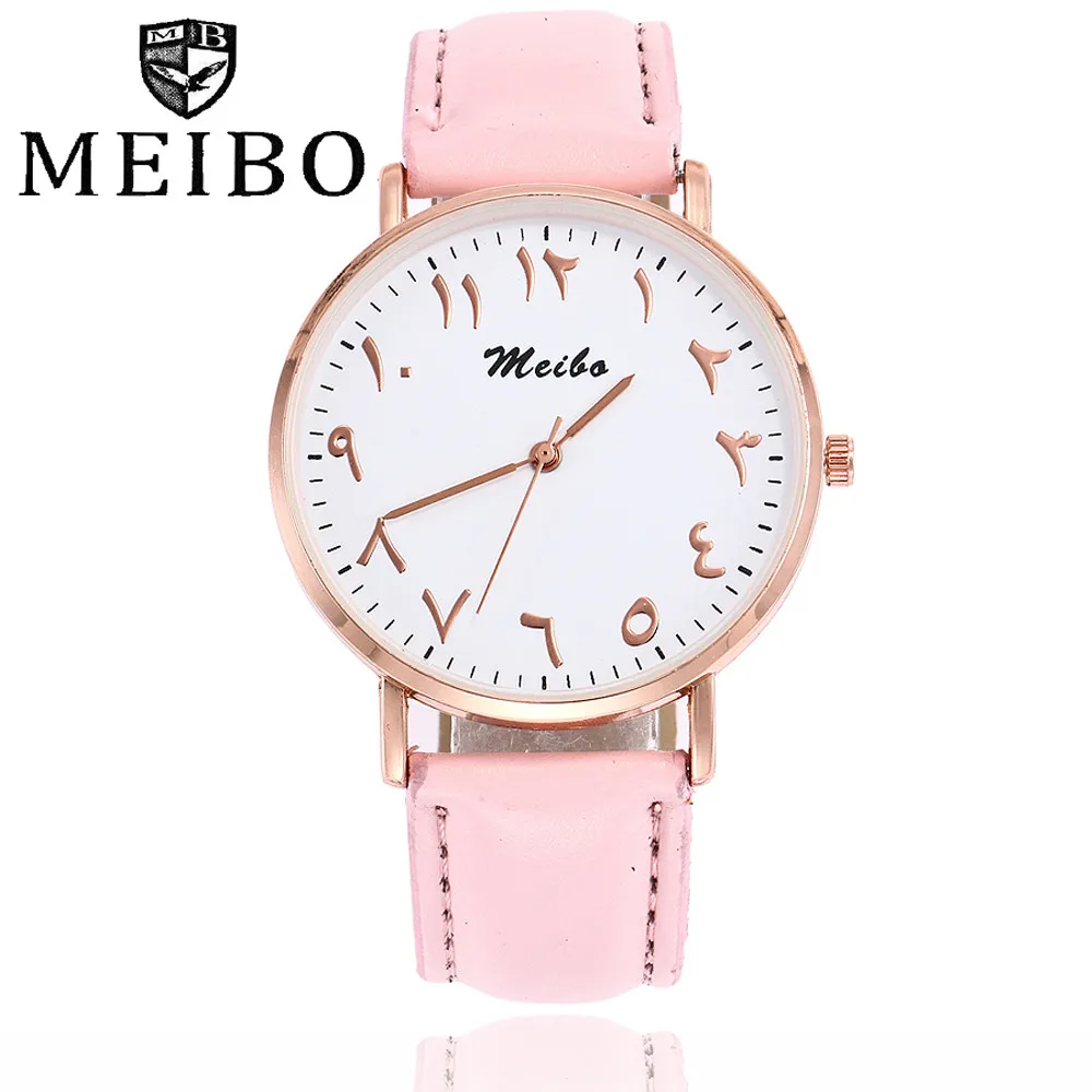 MEIBO серебряные и розовые золотые сетчатые часы с арабскими цифрами модные