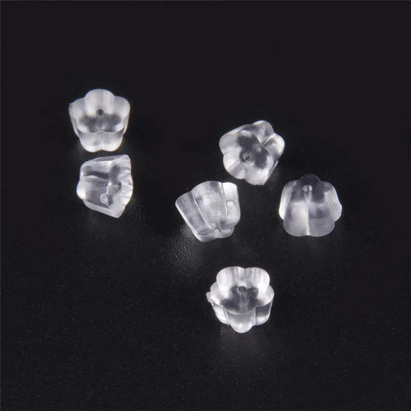 

200-500Pcs/Lot cylinder Flower Silicone Earring Backs Stoppers DIY Ear Plug Components for Jewelry Making Supplies