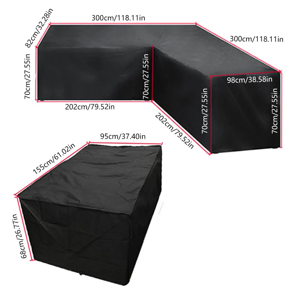 

2pcs Corner Outdoor Sofa Cover Garden Rattan Corner Furniture Cover V Shape Waterproof Sofa Protect Set All-Purpose Dust Covers