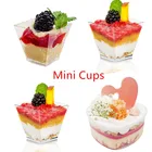 Миниатюрные десертные чашки, прозрачные пластиковые одноразовые чашки, пищевой контейнер для желе, йогурта, муссов, товары для вечерние, 6070120130150 мл