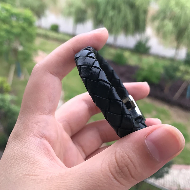 M & G черный плетеный браслет ручной работы из натуральной кожи женский цепочка в