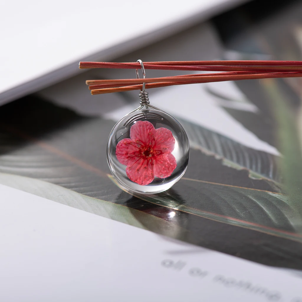 

18# with hook Solid Real Dried Flower Spherical Glass Ball Glass beads #IY426