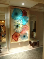 blown glass flower plates for wall decoration chihuly style multicolor murano glass hanging plates