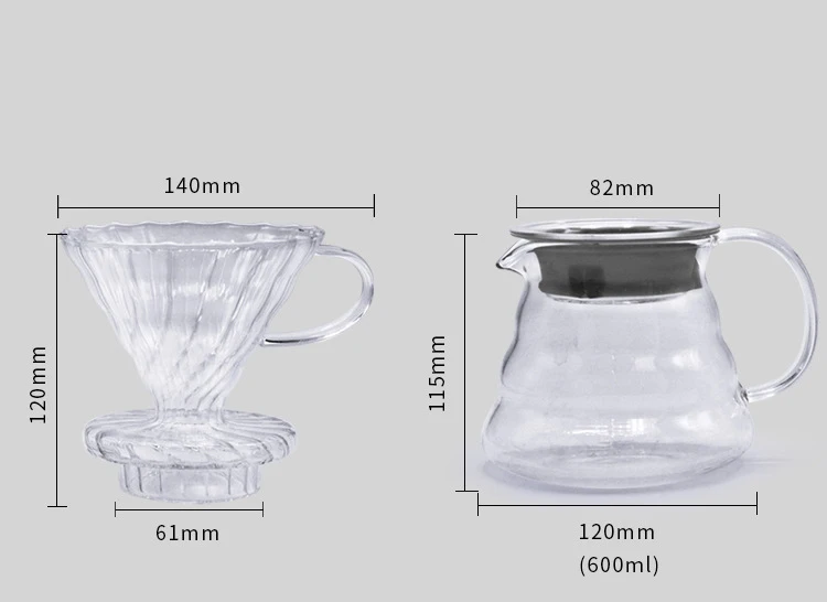 V60 фильтр для кофе стеклянный кофейник 600 мл с крышкой портафильтр постоянный фильтр для кофеварки гейзер капельница капельная чайник espress