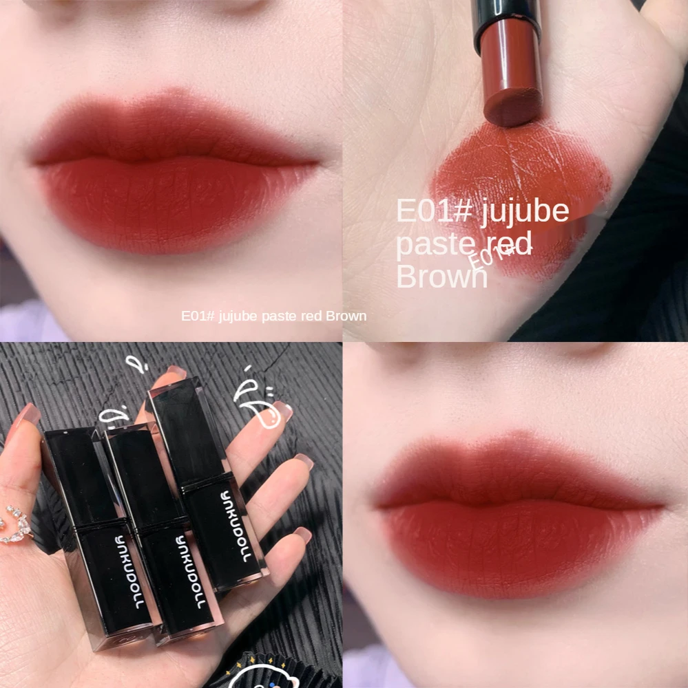 Маленькая черная туба зеркальная помада не тускнеет чистый красный один и тот же