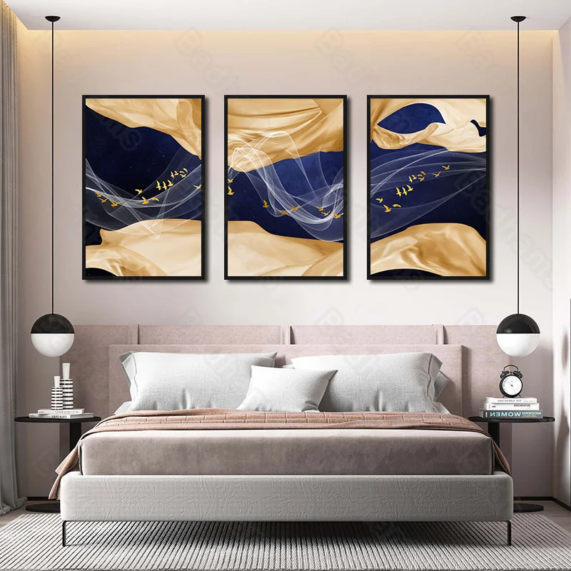 

Living Room Decoration Painting Modern Minimalist Sofa Background Wall Painting Bedroom Bedside Mural Light Luxury Triptych