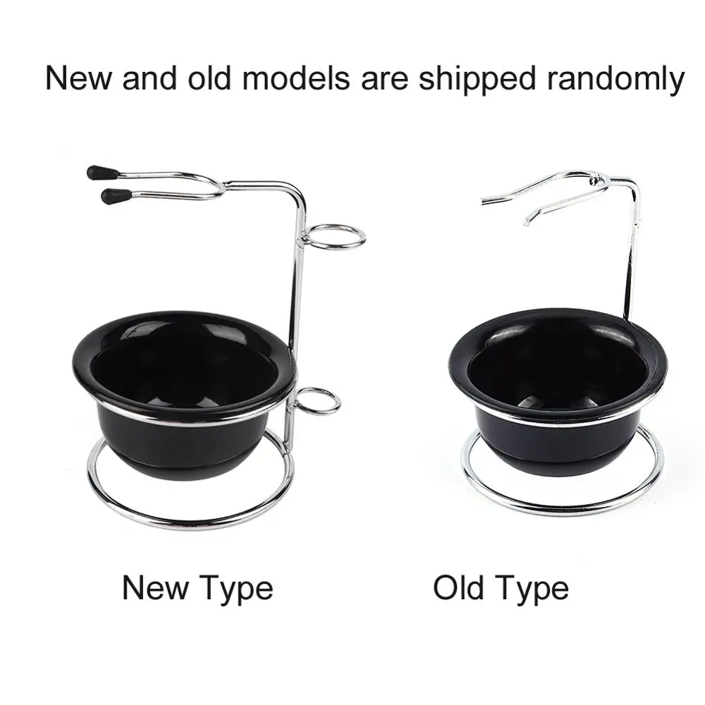 Держатель для бритвенной щетки из нержавеющей стали и черная чаша