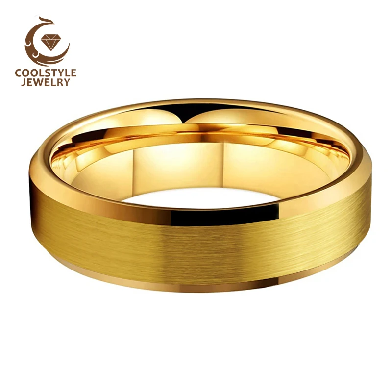 Кольцо из вольфрама желтого золота с матовой отделкой 8 мм 6 | Украшения и