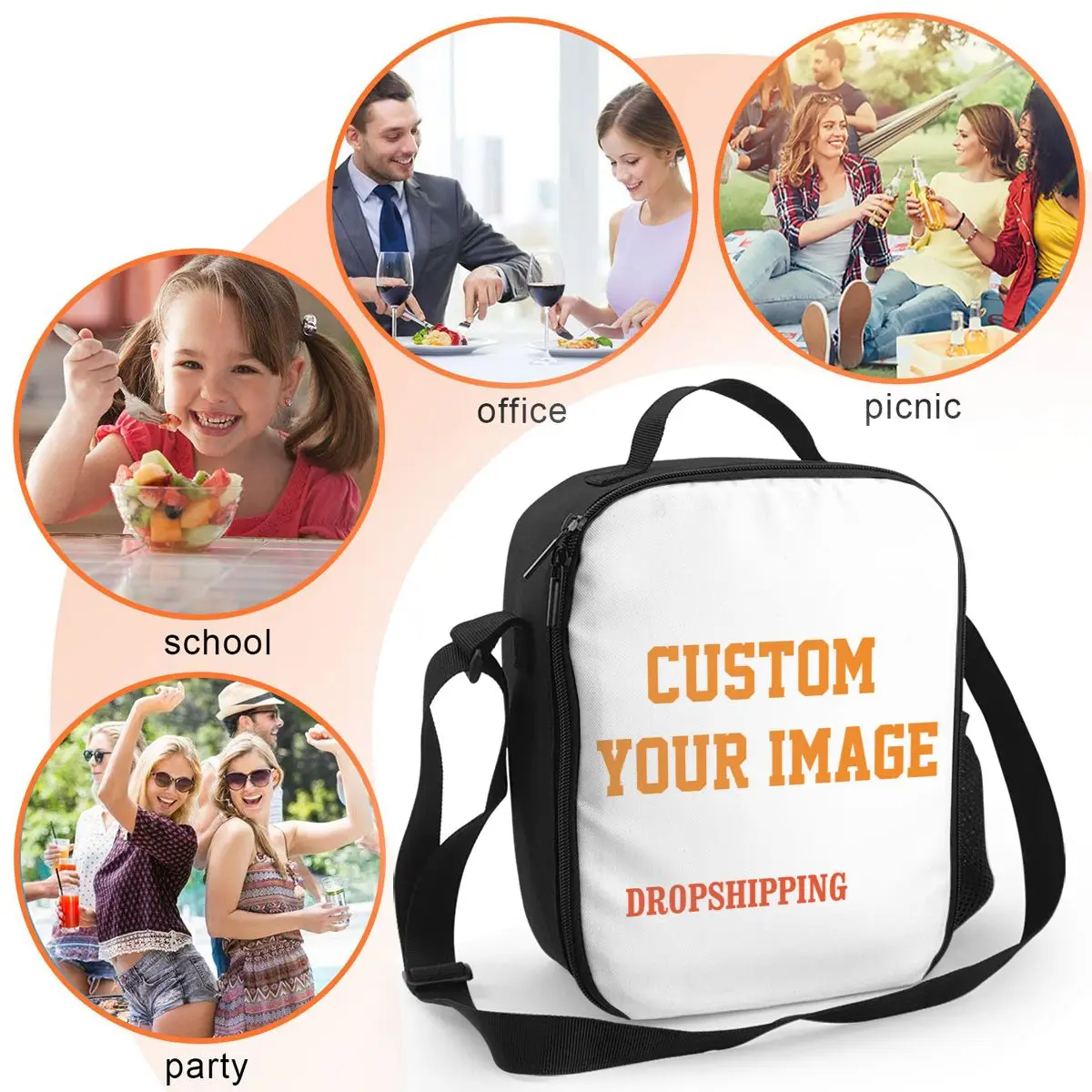 WHEREISART Новый ланч-мешок для детей индивидуальный логотип печать изображений