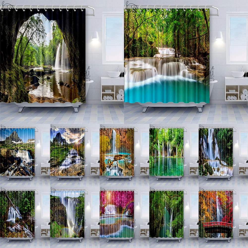 Занавеска для душа водонепроницаемая тканевая занавеска ванной комнаты с 3D