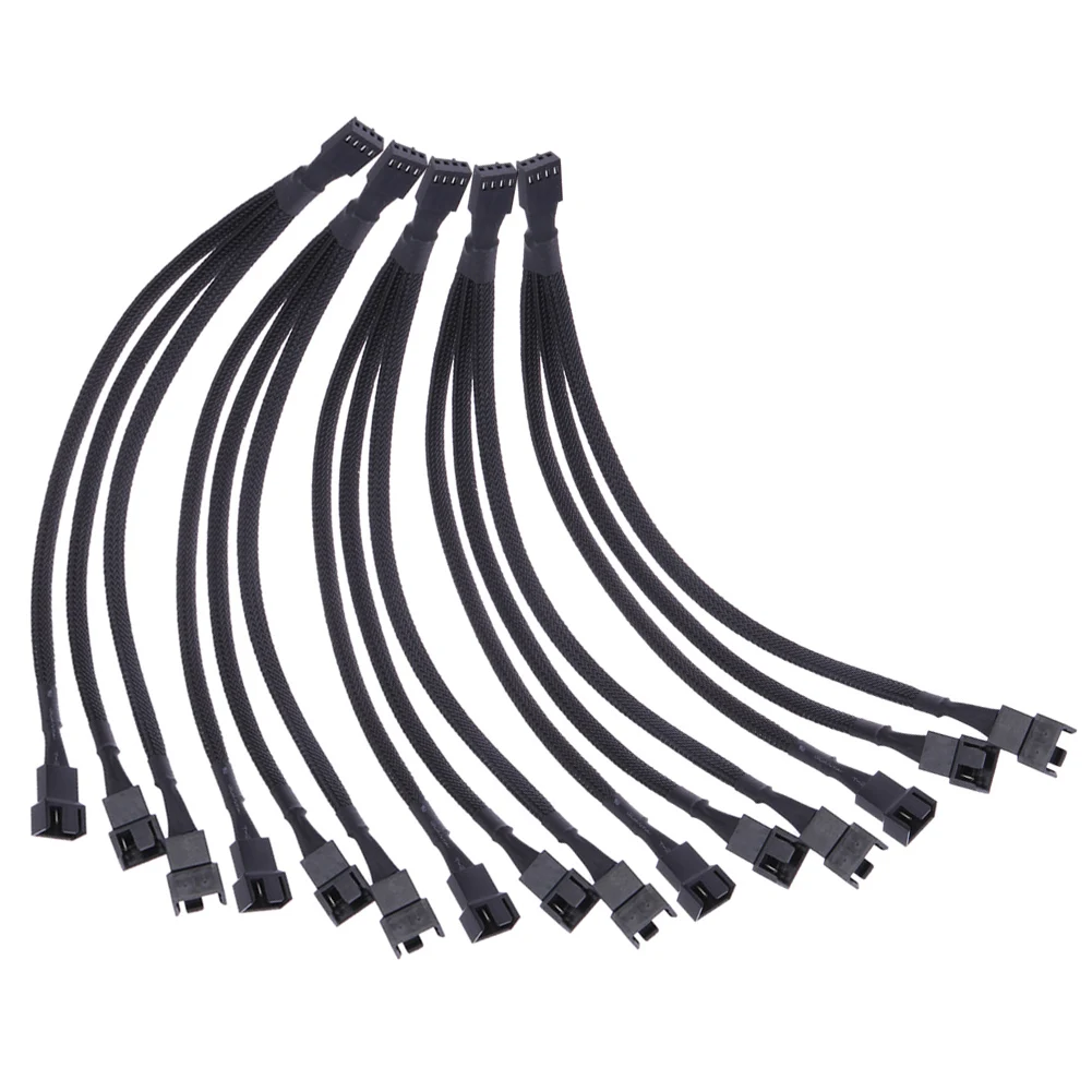 

1/2/5pcs 4 pin PWM Fan Cable 1 to 3 ways Splitter Black Sleeved Extension Cable Connector For Computer Case Fan CPU Cooler
