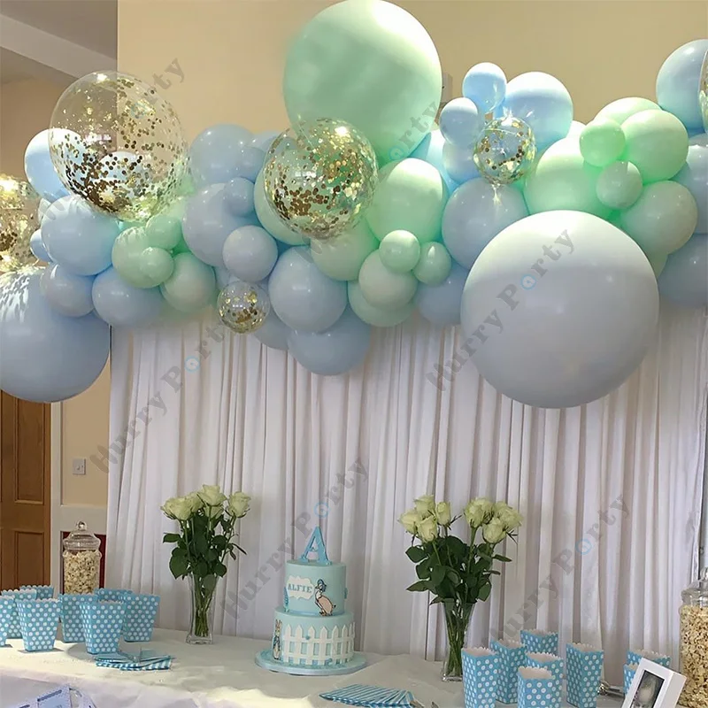 78 шт./компл. Macaron Blue Green воздушные шары гирлянды для Baby Shower мальчик Золотой