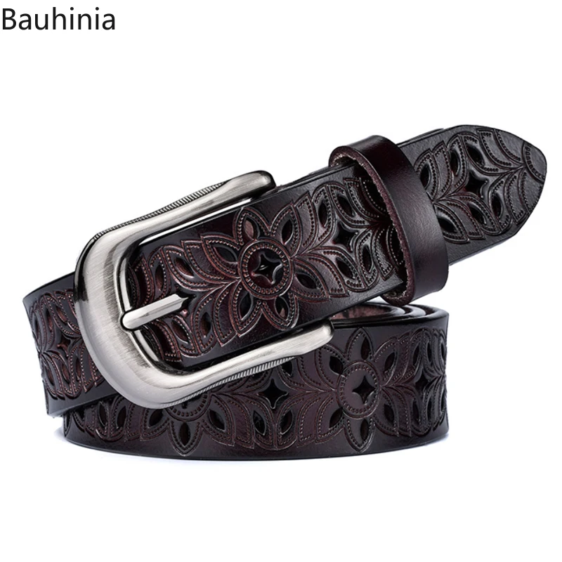 

2.8cm New Ladies Hollow All-match Pin Buckle Belt Young Designer Leather Belt Cowhide Trousers Belt