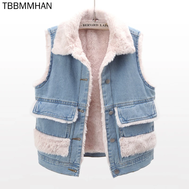 

2021 Роскошные Дизайнерские хлопковые джинсы, куртка без рукавов, жилет, женский джинсовый жилет, Женский ковбойский уличный жилет, меховые к...