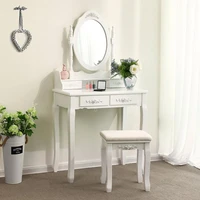 dresser table mirror with chair set vanity table makeup stool wooden 4 drawers modern minimalist bedroom storage cabinet hwc