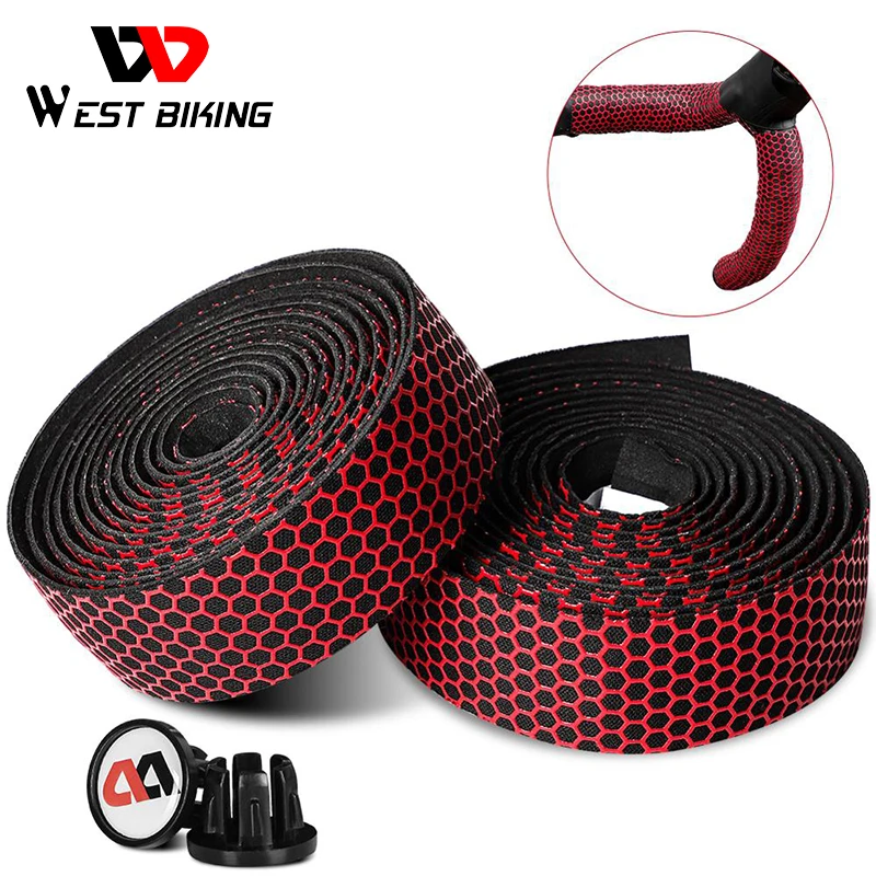 

WEST BIKING Bike Handlebar Tape Road Bicycle Anti-slip Silica Gel EVA Shock Absorption Handle Bar Tape Cycling Wrap End Plug