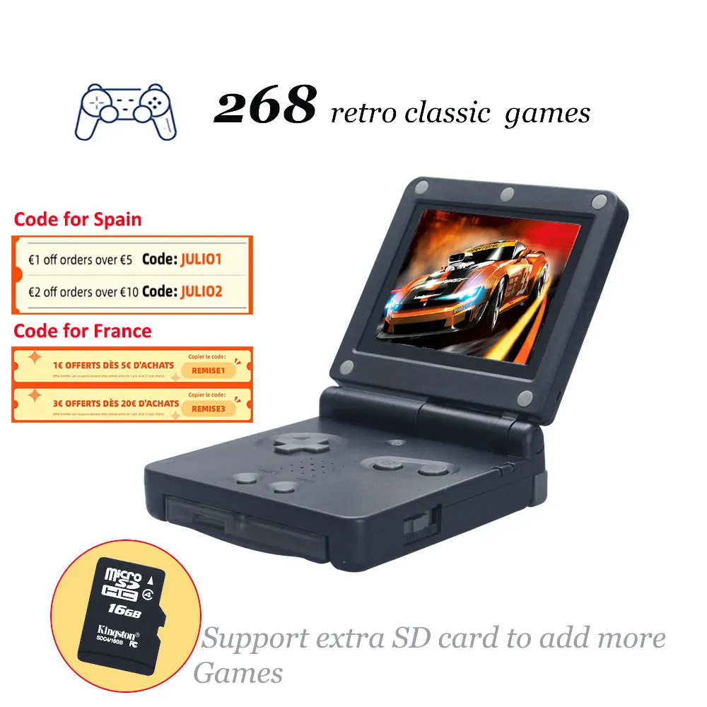

Ретро портативная игровая консоль 32 бит игровая станция с 268 играми поддержка скачивания видео игровой консоли