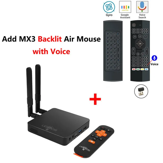 AM6 add MX3L mic UGOOS AM6 Amlogic S922X Smart Android 9,0 ТВ приставка DDR4 2 Гб ОЗУ 16 Гб ПЗУ 2,4G 5G WiFi 1000M LAN Bluetooth 4K HD OTA медиаплеер - Цвет: AM6 add MX3L mic