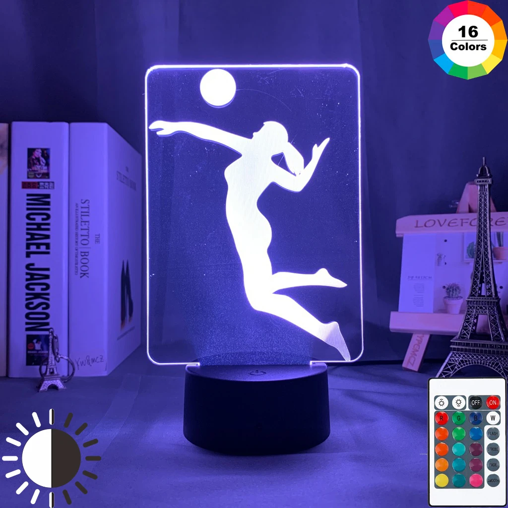 Акриловая светодиодная Ночная лампа для женщин офисный декор волейбола ночник