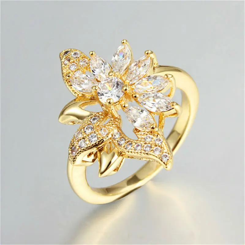 Женское кольцо с кристаллами из циркония Золотое и белое на свадьбу|jewelry clasp|jewelry