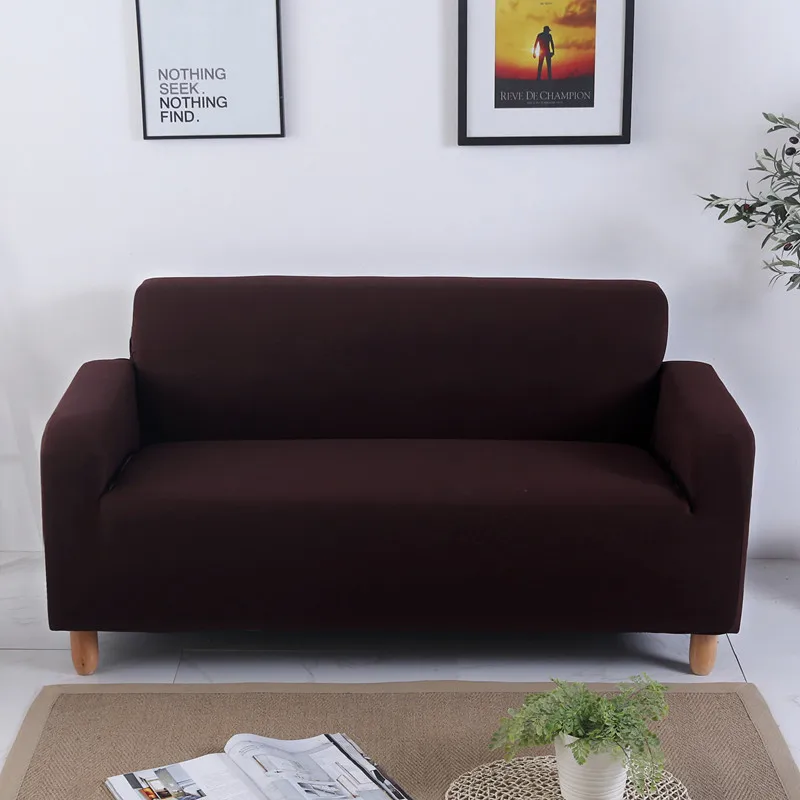 Чехол для дивана эластичный однотонный коричневый серый черный | Дом и сад