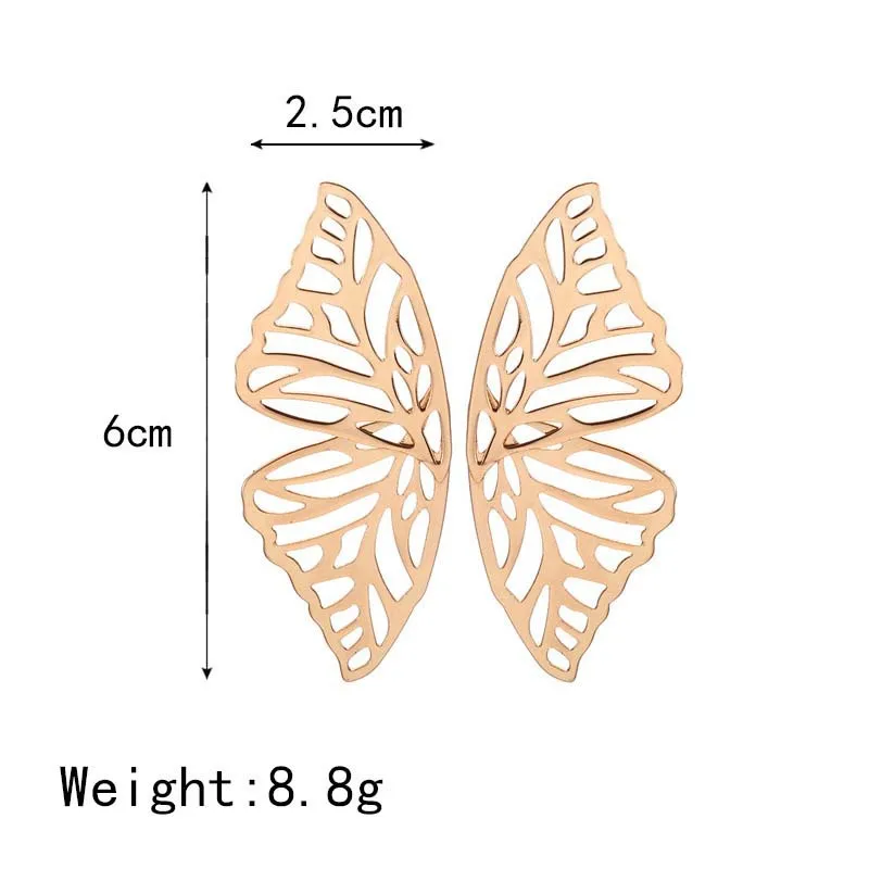 

Elegant Stud Earrings Big Trendy Butterfly Wing Shaped Hollow Design Surprise Birthday Present For Women Dropshipping Gift