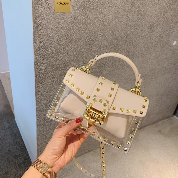 TekiEssica летняя пляжная сумка с заклепками прозрачная из ПВХ конфетного цвета