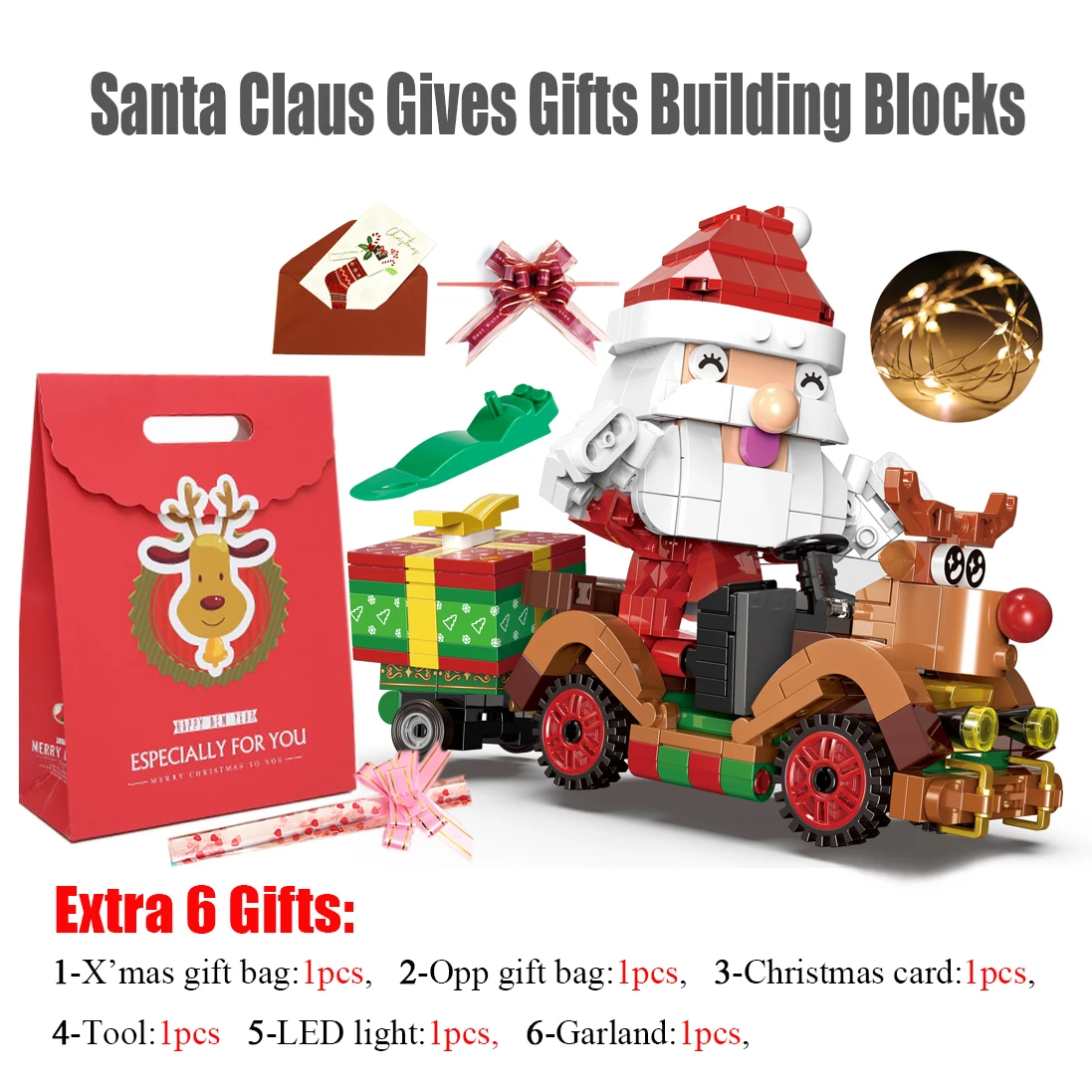

Newest Xmas Gift for Kids Santa Claus and Reindeer Building Blocks Car Christmas Castle Gingerbread House Luckly Christmas Gift