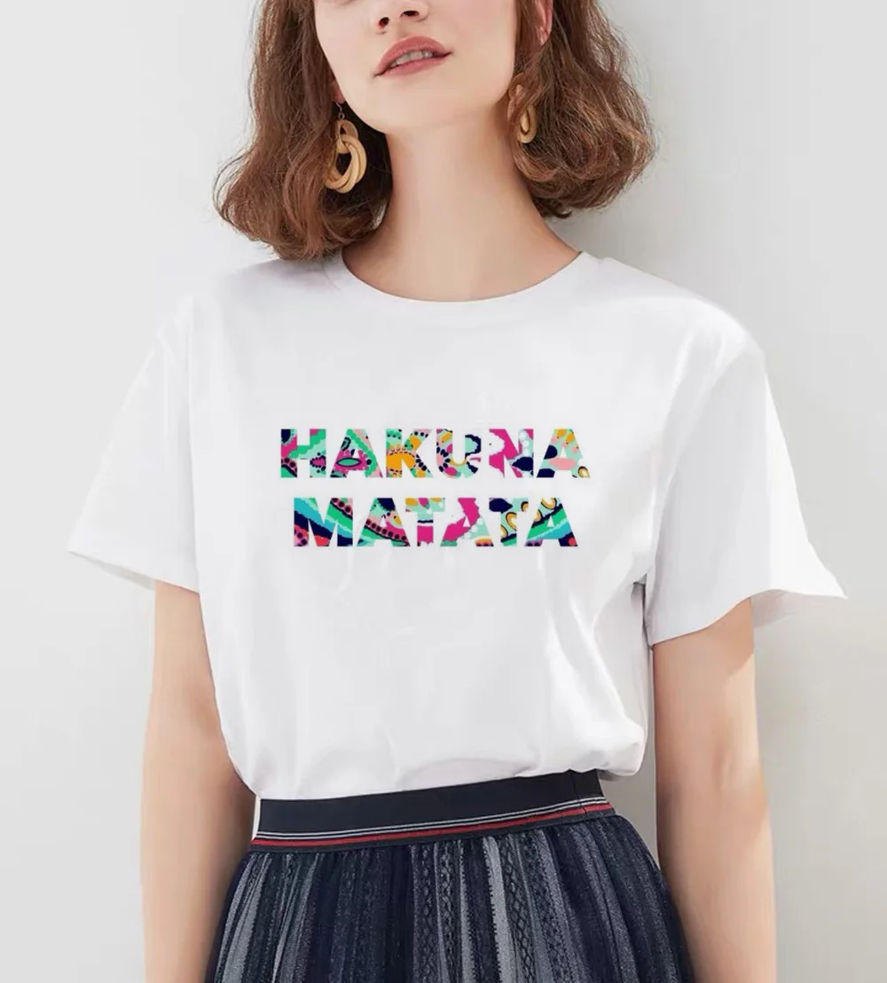 Hakuna Matata рубашка Женская Harajuku Ullzang Винтажная Футболка Kawaii Femme Homme летняя футболка модный топ Женская футболка