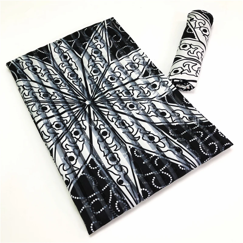 

Newest Ghana Style Satin Silk Fabric With Organza African Design For Dress