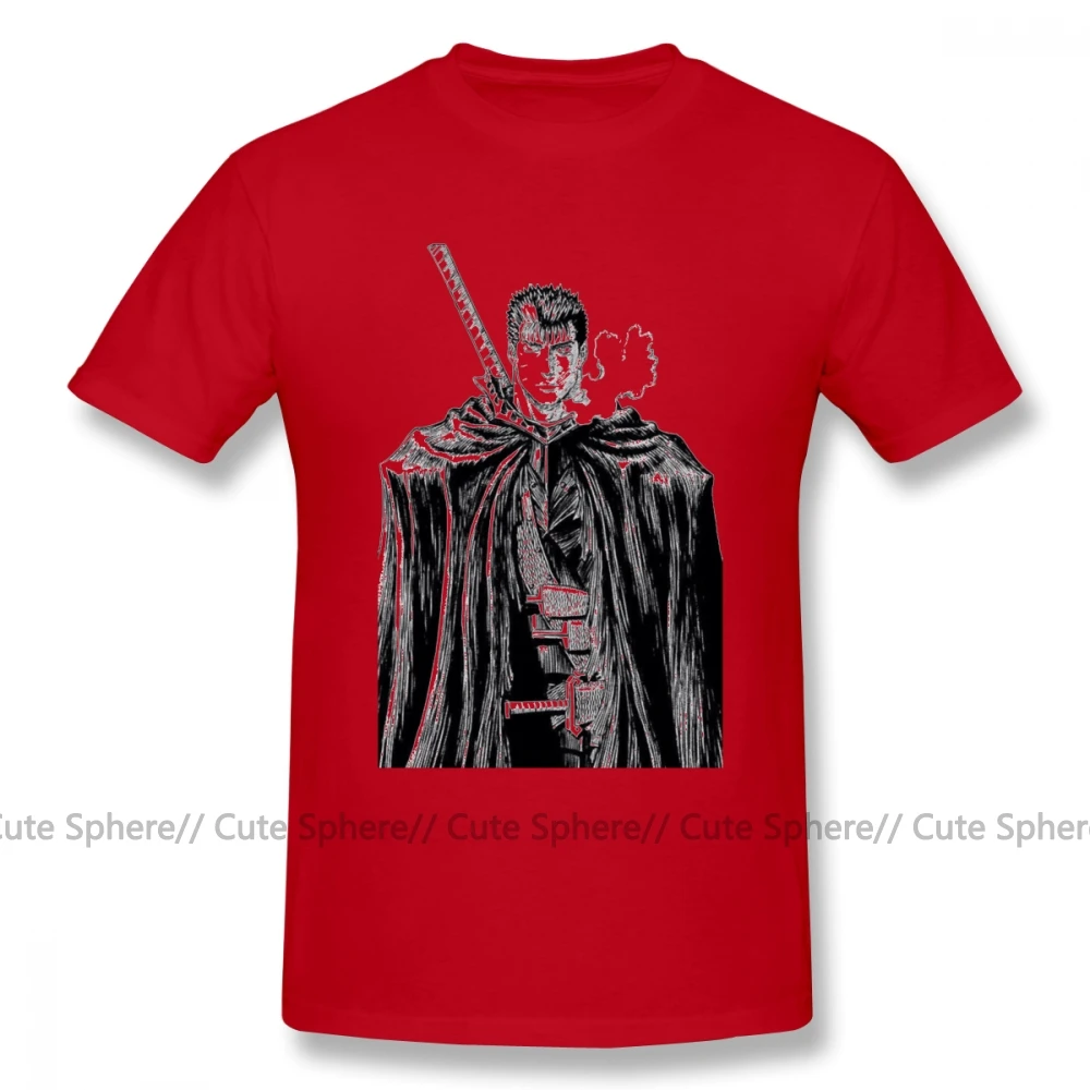 Футболка Guts Berserk Guts, Мужская футболка с принтом, 100 хлопок, короткий рукав, негабаритная Классическая забавная футболка - Цвет: Red
