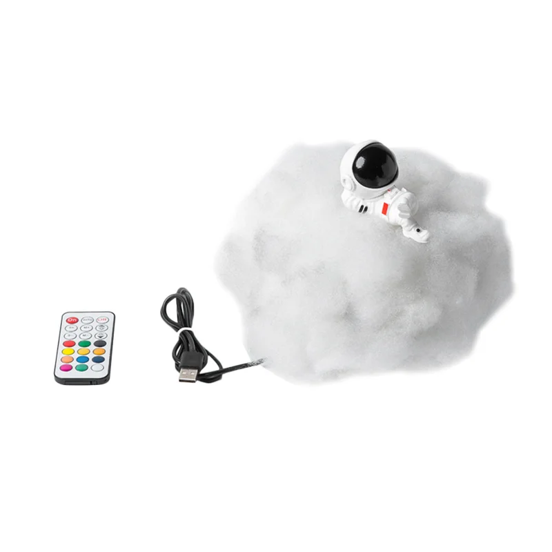 

Cartoon Creative Resin Astronaut Ornaments White Clouds Remote Control Light USB Bedside Lamp Holiday Gift for Children
