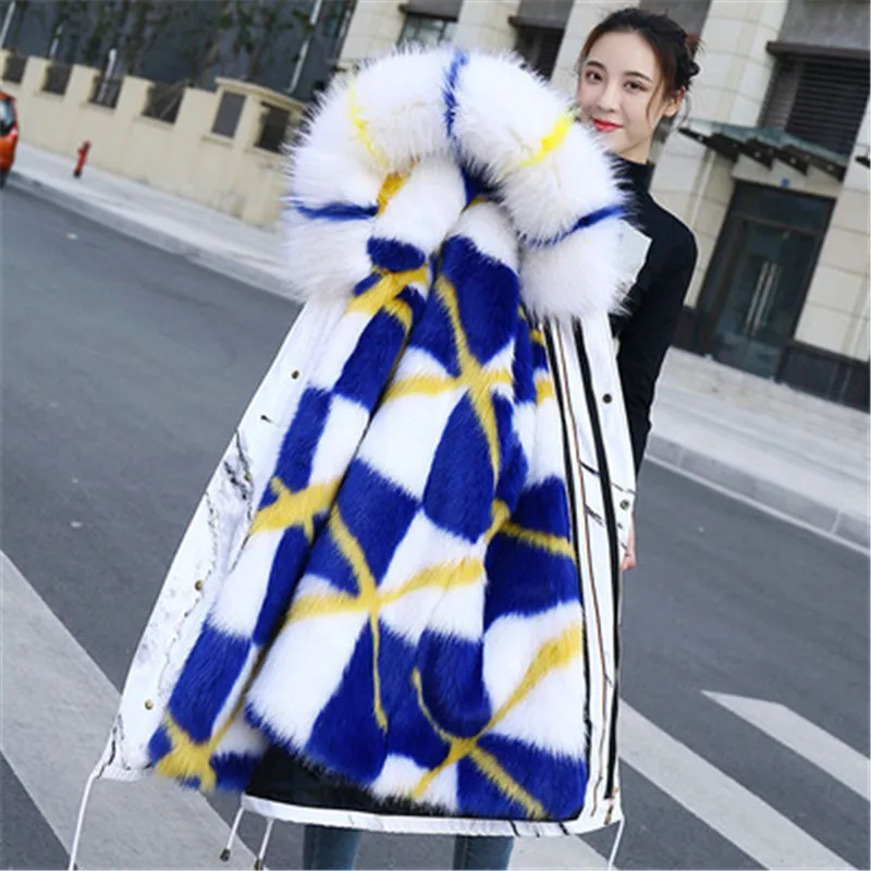 2021 Winter Women Thicken Removable Fur Liner Coat Parka Long Down Jacket Cotton Warm Collar Drawstring Waist A208 | Женская одежда