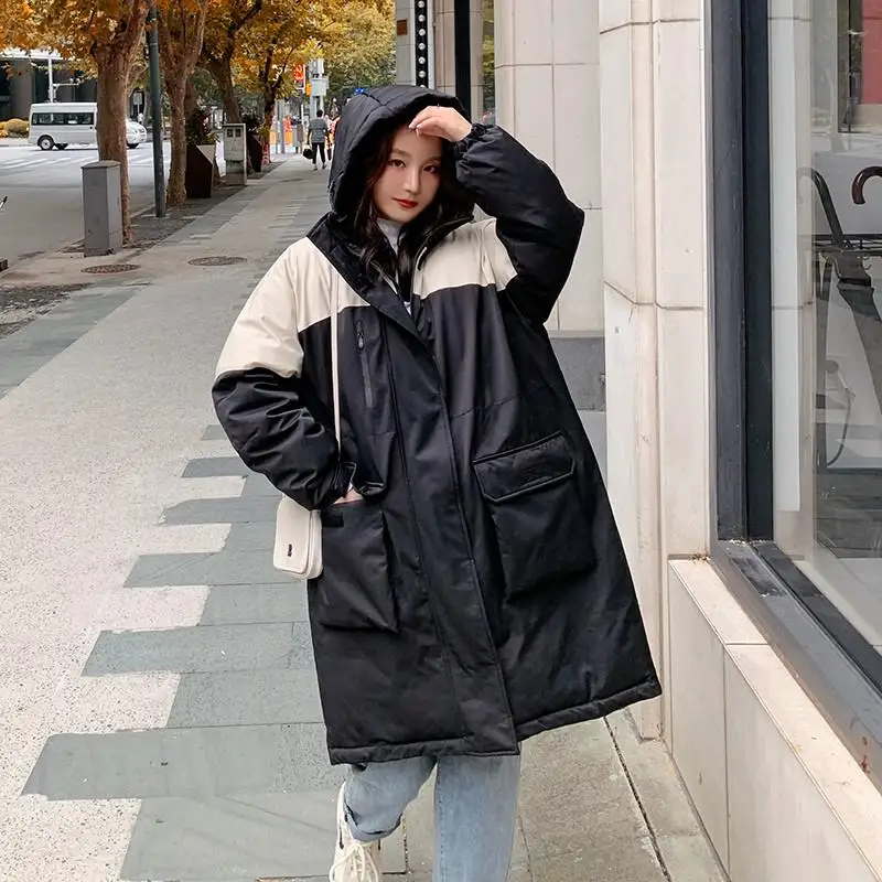 

Jacket Women Hooded Loose Caot Female Parkas Plus Size Large Size Long Parka Mujer 2020 Winter Thick Down Cotton Padded