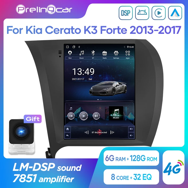 

Автомагнитола для Kia Cerato K3 Forte 2013-2017 с вертикальным экраном в стиле Tesla, Android 10, GPS-навигацией, видеоплеером